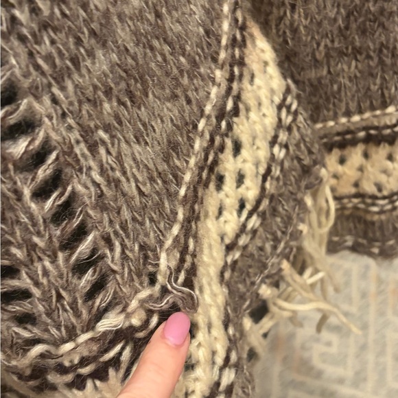 Ike Love Knit Boho Sweater | Mohair Blend | Fringe Hem | Size L - Picture 3 of 5